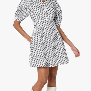 Women's White Base Embroidered Balloon Sleeve Dress | CLUB MONACO US